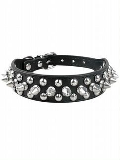 Ошейник для собак, кожаный с шипами