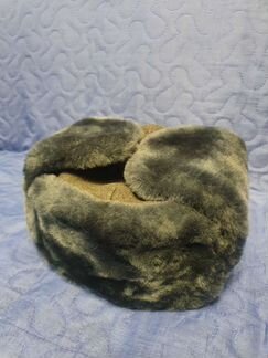 Меховая шапка ушанка синяя