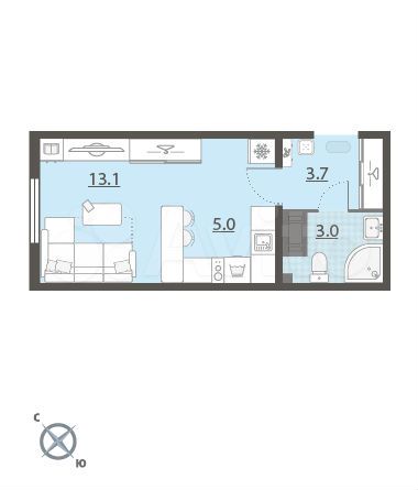 Квартира-студия, 25,2 м², 18/25 эт.