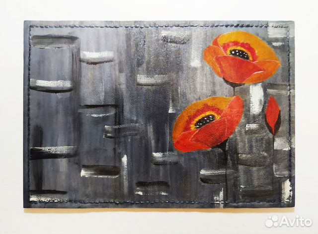 Обложка на паспорт. Роспись, кожа. Ручная работа