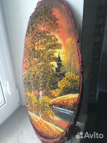 Резное панно из дерева на спиле 60Х25см