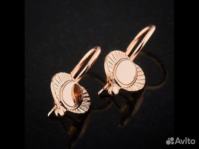 Серьги советские из красного золота с алмазной гра