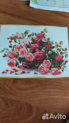 Схема вышивки с остатками ниток.Королевские розы