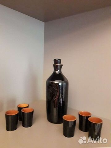 Графин-кувшин керамический с рюмками СССР