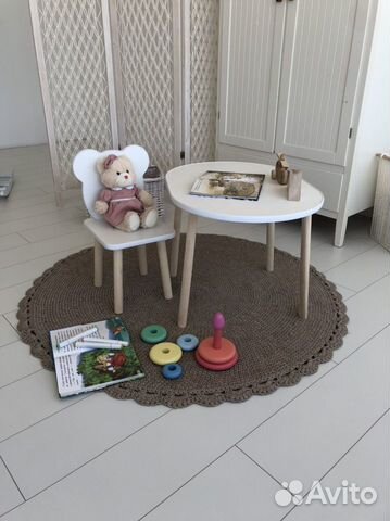 Стол овал и стул мишка детский