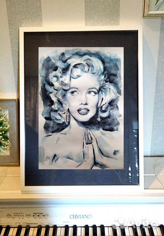 Картина Мерлин Монро А3 акварель Мэрилин Монро