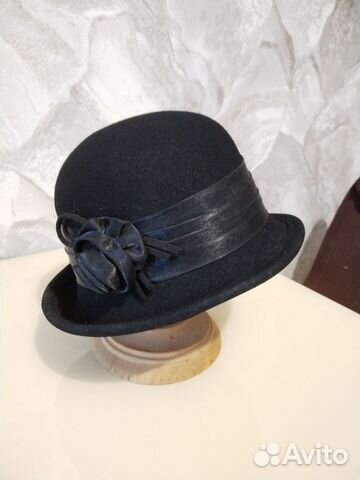 Шляпа черная, фетровая женская (весна - осень)