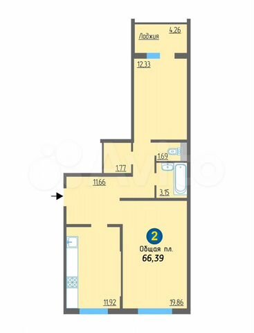 2-к. квартира, 66,3 м², 8/10 эт.