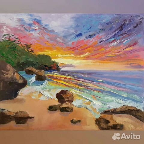 Картина маслом на холсте пейзаж море