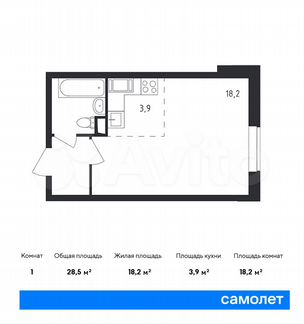 Квартира-студия, 28.5 м², 10/19 эт.