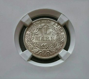 Германия 1 марка 1907 года суперлюкс в слабе MS65