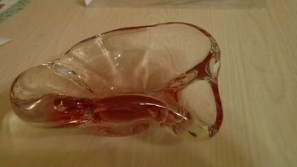 Пепельница СССР, чешское стекло, тяжёлая