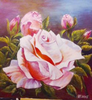 Картина в рамке Роза масло, холст 60х60