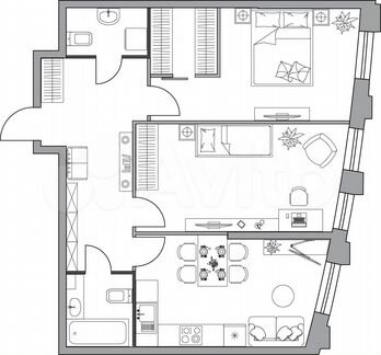 Квартира-студия, 68.8 м², 28/39 эт.
