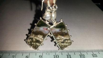 Серьги с океанический яшмой серебро 925