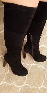 Сапоги ботфорты замша весна-осень