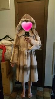 Шуба из стрижанного бобра и норки