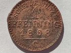 Монета Пруссия 1 пфенниг 1868 г. С