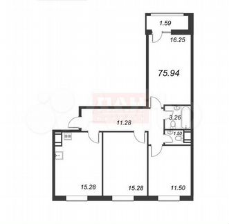 3-к квартира, 75.9 м², 15/19 эт.