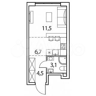 1-к квартира, 25.8 м², 10/17 эт.