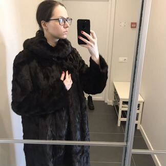 Новая норковая шуба длинная с капюшоном