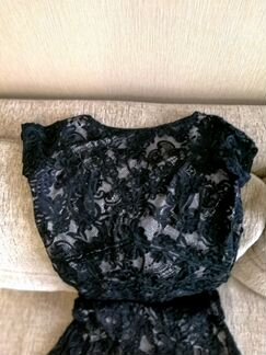 Платье вечернее в пол чёрное кружевное