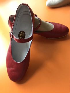 Туфли кожаные для танцев красные 35 размера