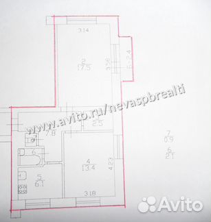 2-к квартира, 50.3 м², 4/9 эт.