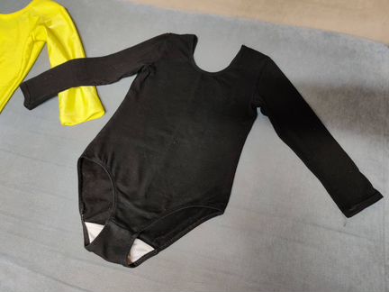Детский гимнастический купальник черный х/б