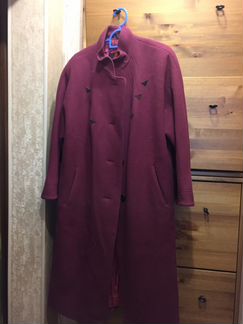 Пальто бордовое из плотного драпа 52-54 р