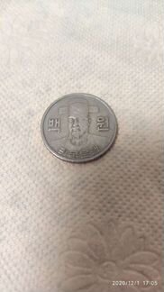 Монета. Южная Корея. 100 вон 1977 год