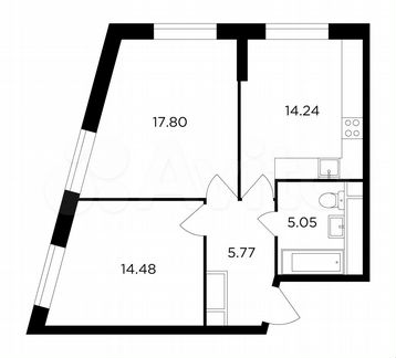 2-к квартира, 57.3 м², 28/30 эт.