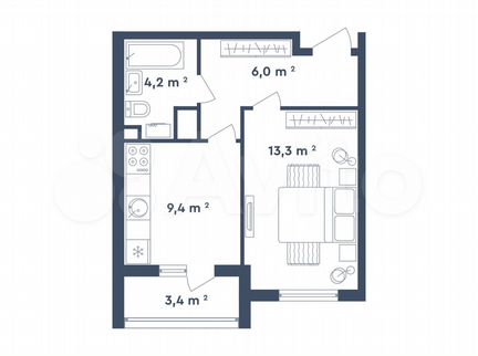 1-к квартира, 36.3 м², 8/26 эт.