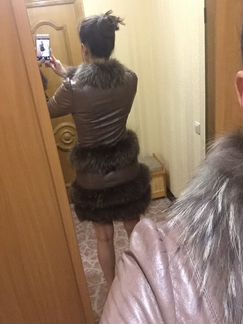 La reine blance кожаное пальто с мехом