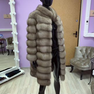 Шуба из куницы цвет графит