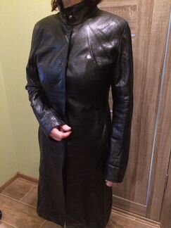 Плащ кожаный демисезонный, весна-осень