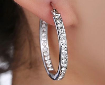 Серьги - обручи с австрийскими кристаллами