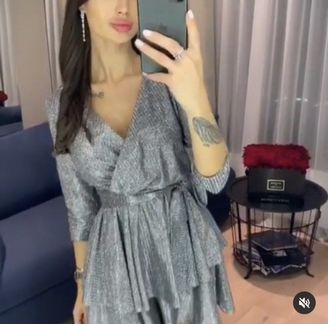 Платье блестящее серебро