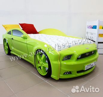 Кровать машина Мустанг 3D салатовый