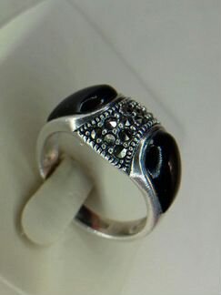 Серебро 925,Комплект с Чёрным Янтарём (Гагат)