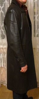 Стильный мужской кожаный плащ длинный, новый
