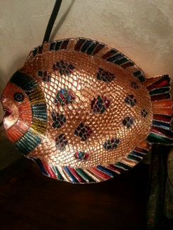 Подарок Золотая рыбка витражная статуэтка для диза