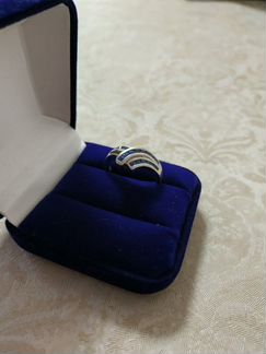Серебряное кольцо с сапфирами, размер 18
