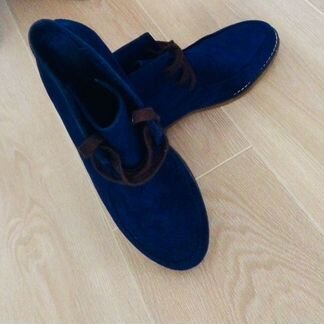 Ботинки мужские 41 размер синие коричневые шнурки